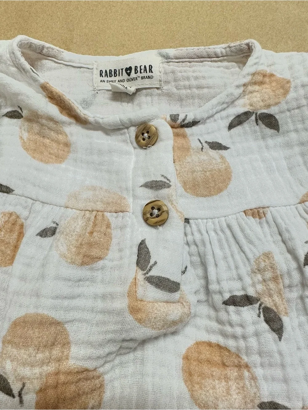 Rabbit & Bear Cream Peach-Print Baby Matching Set